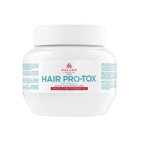 Kallos Hair Pro-Tox Hair Mask maska do włosów z keratyną kolagenem i kwasem hialuronowym 275ml Kallos Hair Pro-Tox Hair Mask maska do włosów z keratyną kolagenem i kwasem hialuronowym 275ml