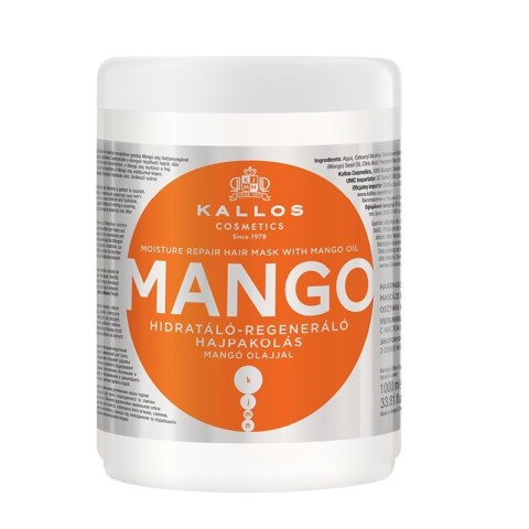 Kallos KJMN Mango Moisture Repair Hair Mask wzmacniająca maska do włosów z olejkiem z mango 1000ml Kallos KJMN Mango Moisture Repair Hair Mask wzmacniająca maska do włosów z olejkiem z mango 1000ml
