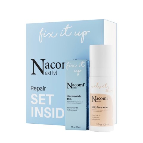 Nacomi Next Level Repair zestaw mleczny tonik do twarzy 100ml + niacynamid 15% 30ml Nacomi Next Level Repair zestaw mleczny tonik do twarzy 100ml + niacynamid 15% 30ml