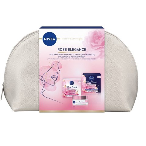 Nivea Rose Elegance zestaw przeciwzmarszkowy krem na dzień 50ml + przeciwzmarszczkowy krem na noc 50ml + kosmetyczka Nivea Rose Elegance zestaw przeciwzmarszkowy krem na dzień 50ml + przeciwzmarszczkowy krem na noc 50ml + kosmetyczka