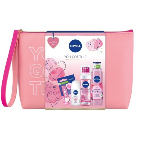 Nivea You Got This zestaw Fresh Rose Touch antyperspirant w kulce 50ml + Fresh Blends Malina i Borówka żel pod prysznic 300ml + Soft R Nivea You Got This zestaw Fresh Rose Touch antyperspirant w kulce 50ml + Fresh Blends Malina i Borówka żel pod prysznic 300ml + Soft R