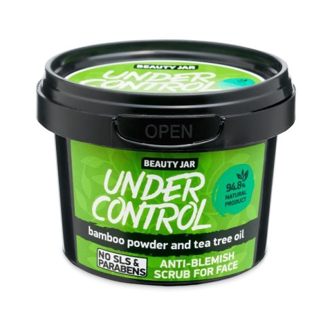 Under Control scrub do twarzy przeciw wypryskom z olejem z drzewa herbacianego i proszkiem bambusowym 120g BEAUTY JAR Under Control scrub do twarzy przeciw wypryskom z olejem z drzewa herbacianego i proszkiem bambusowym 120g BEAUTY JAR