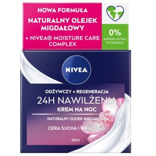 Nivea 24H Nawilżenia+Regeneracja odżywczy krem na noc cera sucha i wrażliwa 50ml