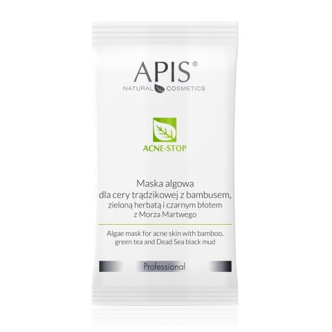 Acne-Stop maska algowa dla cery trądzikowej z bambusem zieloną herbatą i czarnym błotem z Morza Martwego 20g APIS Acne-Stop maska algowa dla cery trądzikowej z bambusem zieloną herbatą i czarnym błotem z Morza Martwego 20g APIS