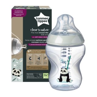 Tommee Tippee Closer To Nature butelka do karmienia ze smoczkiem silikonowym 0m+ Panda 260ml