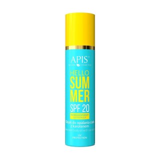 APIS Hello Summer wodoodporny olejek do opalania ciała z karotenem SPF20 150ml