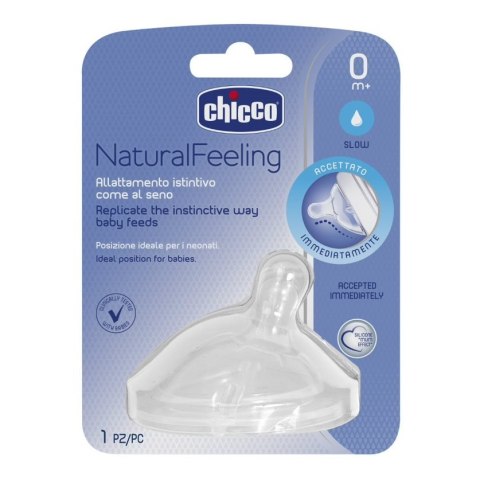 Chicco NaturalFeeling smoczek silikonowy na butelkę przepływ wolny 0m+ 1szt Chicco NaturalFeeling smoczek silikonowy na butelkę przepływ wolny 0m+ 1szt