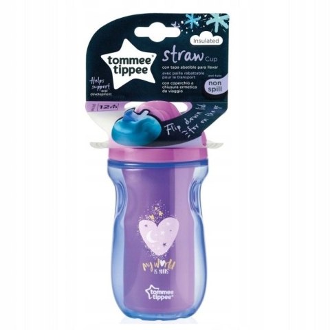 Tommee Tippee Straw Cup bidon ze słomką niekapek 12m+ Girl 260ml Tommee Tippee Straw Cup bidon ze słomką niekapek 12m+ Girl 260ml