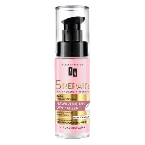 AA Technologia Wieku 5 Repair baza pielęgnacyjna nawilżenie 12h wygładzenie Rose Glow 30ml AA Technologia Wieku 5 Repair baza pielęgnacyjna nawilżenie 12h wygładzenie Rose Glow 30ml