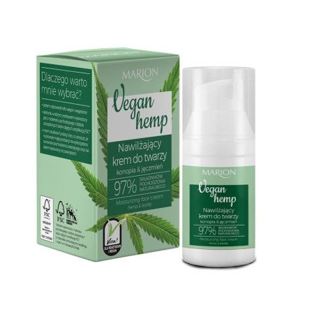 Marion Vegan Hemp nawilżający krem do twarzy Konopia&Jęczmień 30ml Marion Vegan Hemp nawilżający krem do twarzy Konopia&Jęczmień 30ml