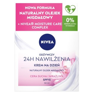 Nivea 24H Nawilżenia odżywczy krem na dzień cera sucha i wrażliwa SPF15 50ml