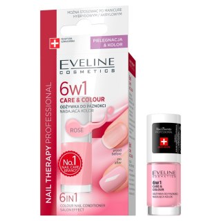 Eveline Cosmetics 6w1 Care&Colour odżywka do paznokci nadająca kolor Rose 5ml