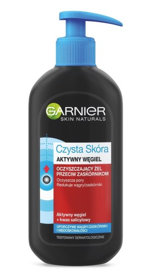 Garnier Czysta Skóra Aktywny Węgiel oczyszczający żel do twarzy przeciw zaskórnikom 200ml