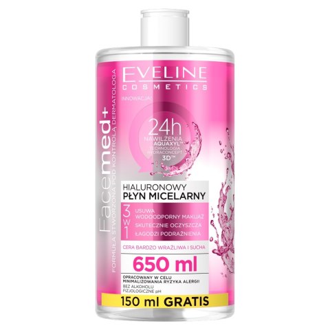 Eveline Cosmetics Facemed+ hialuronowy płyn micelarny 3w1 650ml