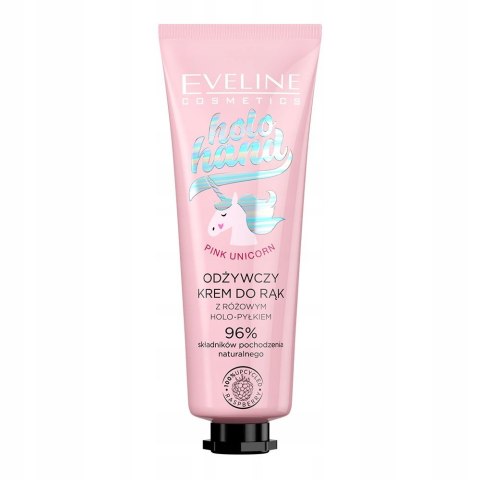 Eveline Cosmetics Holo Hand Pink Unicorn odżywczy krem do rąk z różowym holo-pyłkiem 50ml