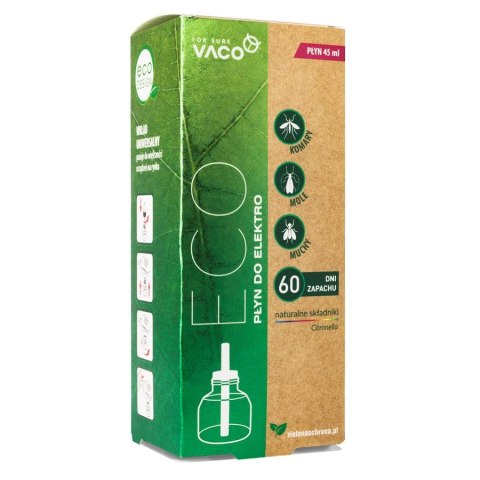 Vaco Płyn uzupełniający do elektro na owady z olejkami eterycznymi Citronella 45ml Vaco Płyn uzupełniający do elektro na owady z olejkami eterycznymi Citronella 45ml