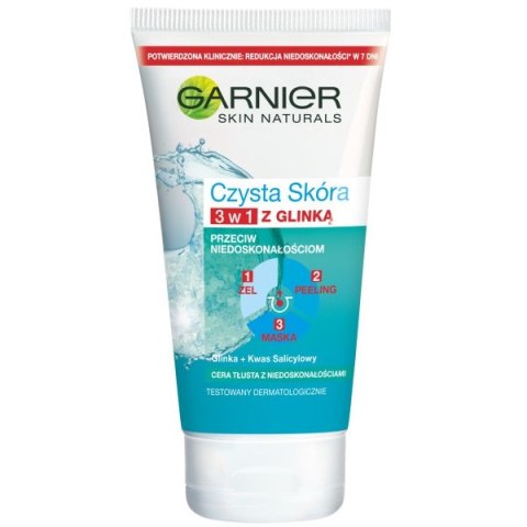 Garnier Czysta Skóra 3 w 1 żel myjący peeling maseczka 150ml Garnier Czysta Skóra 3 w 1 żel myjący peeling maseczka 150ml