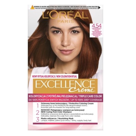 L'Oreal Paris Excellence Creme farba do włosów 4.54 Brąz Mahoniowo-Miedziany