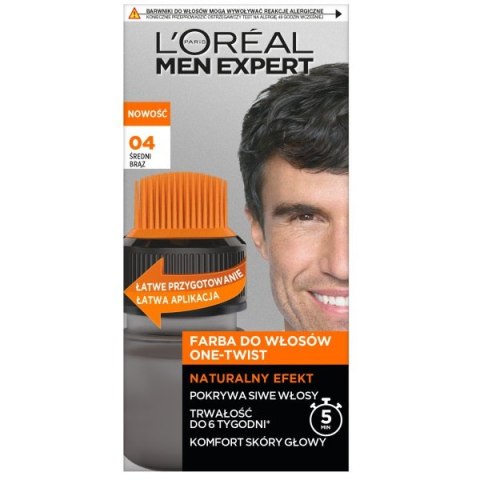 L'Oreal Paris Men Expert One-Twist farba do włosów 04 Średni Brąz L'Oreal Paris Men Expert One-Twist farba do włosów 04 Średni Brąz
