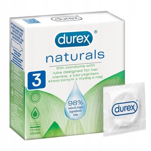 Durex Naturals cienkie prezerwatywy z lubrykantem stworzone z myślą o niej 3szt Durex Naturals cienkie prezerwatywy z lubrykantem stworzone z myślą o niej 3szt