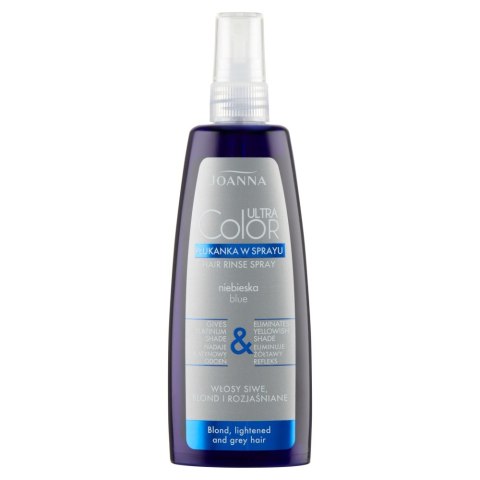 Joanna Ultra Color System płukanka w sprayu do siwych blond i rozjaśnianych włosów nadająca platynowy odcień Niebieska 150ml Joanna Ultra Color System płukanka w sprayu do siwych blond i rozjaśnianych włosów nadająca platynowy odcień Niebieska 150ml