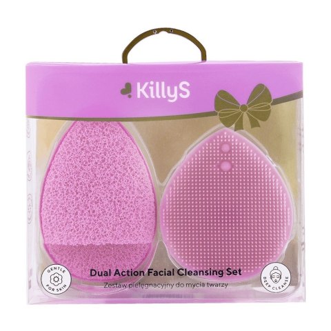 KillyS Dual Action Facial Cleansing zestaw silikonowa szczoteczka do mycia twarzy + gąbka złuszczająca KillyS Dual Action Facial Cleansing zestaw silikonowa szczoteczka do mycia twarzy + gąbka złuszczająca