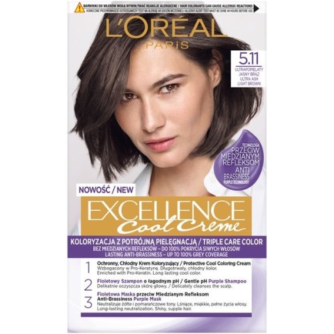 L'Oreal Paris Excellence Cool Creme farba do włosów 5.11 Ultrapopielaty Jasny Brąz L'Oreal Paris Excellence Cool Creme farba do włosów 5.11 Ultrapopielaty Jasny Brąz