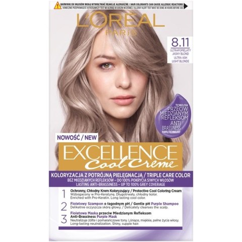 L'Oreal Paris Excellence Cool Creme farba do włosów 8.11 Ultrapopielaty Jasny Blond L'Oreal Paris Excellence Cool Creme farba do włosów 8.11 Ultrapopielaty Jasny Blond