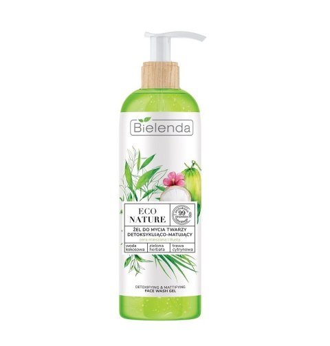 Bielenda Eco Nature żel do mycia twarzy detoksykująco-matujący Woda Kokosowa & Zielona Herbata & Trawa Cytrynowa 200g Bielenda Eco Nature żel do mycia twarzy detoksykująco-matujący Woda Kokosowa & Zielona Herbata & Trawa Cytrynowa 200g