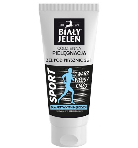 Biały Jeleń Hipoalergiczny żel do mycia ciała włosów i twarzy 3w1 dla aktywnych mężczyzn 200ml Biały Jeleń Hipoalergiczny żel do mycia ciała włosów i twarzy 3w1 dla aktywnych mężczyzn 200ml