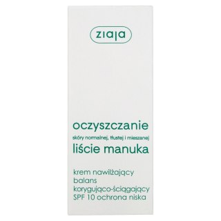 Ziaja Liście Manuka Oczyszczanie krem nawilżający balans korygująco-ściągający ochrona niska SPF10 50ml