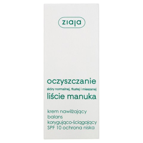 Ziaja Liście Manuka Oczyszczanie krem nawilżający balans korygująco-ściągający ochrona niska SPF10 50ml Ziaja Liście Manuka Oczyszczanie krem nawilżający balans korygująco-ściągający ochrona niska SPF10 50ml