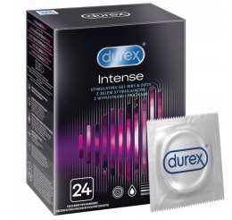 Durex prezerwatywy Intense 24 szt z wypustkami prążkami żel stymulujący Durex