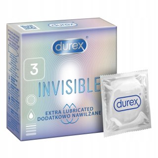 Durex Invisible Extra Lubricated cienkie prezerwatywy dodatkowo nawilżane 3szt