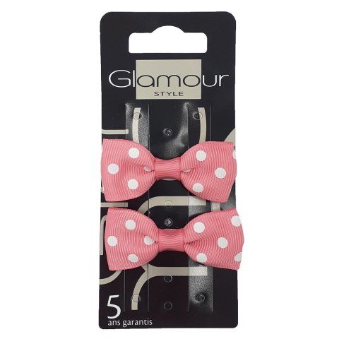 Glamour Spinki do włosów z kokardą Różowe 2szt Glamour Spinki do włosów z kokardą Różowe 2szt