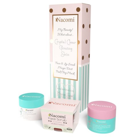 Nacomi Domowe Spa zestaw maska oczyszczająco-ściągająca Różowa 50g + odświeżający peeling do twarzy i ust Arbuz 50g + pyłek oczyszczają Nacomi Domowe Spa zestaw maska oczyszczająco-ściągająca Różowa 50g + odświeżający peeling do twarzy i ust Arbuz 50g + pyłek oczyszczają
