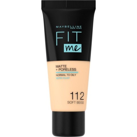 Maybelline Fit Me Matte & Poreless Foundation matujący podkład do twarzy 112 Soft Beige 30ml Maybelline Fit Me Matte & Poreless Foundation matujący podkład do twarzy 112 Soft Beige 30ml