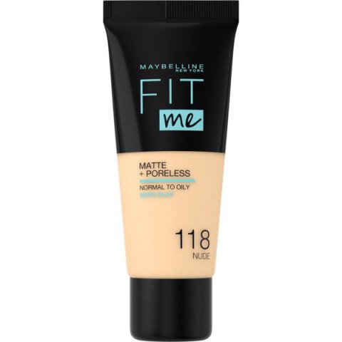 Maybelline Fit Me Matte & Poreless Foundation matujący podkład do twarzy 118 Nude 30ml Maybelline Fit Me Matte & Poreless Foundation matujący podkład do twarzy 118 Nude 30ml