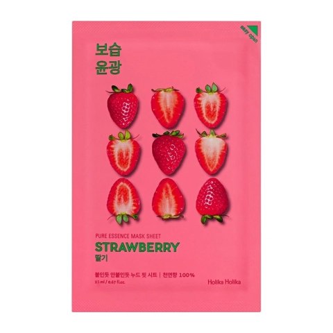 HOLIKA HOLIKA Pure Essence Mask Sheet Strawberry tonizująca maseczka z ekstraktem z truskawki 20ml HOLIKA HOLIKA Pure Essence Mask Sheet Strawberry tonizująca maseczka z ekstraktem z truskawki 20ml