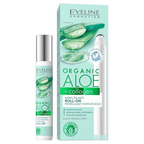 Eveline Cosmetics Organic Aloe + Collagen nawilżający roll-on modelujący kontur oczu 15ml Eveline Cosmetics Organic Aloe + Collagen nawilżający roll-on modelujący kontur oczu 15ml