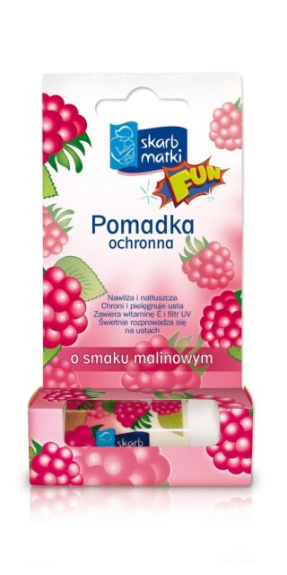 Skarb Matki Fun pomadka ochronna o smaku malinowym dla dzieci 6.5g