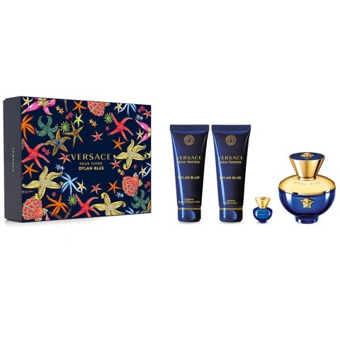 Pour Femme Dylan Blue zestaw woda perfumowana spray 100ml + miniatura wody perfumowanej 5ml + żel pod prysznic 100ml + balsam do Versace