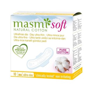 Masmi Day Ultra-Thin Pads ultracienkie podpaski na dzień ze skrzydełkami z bawełny organicznej Soft 10 sztuk