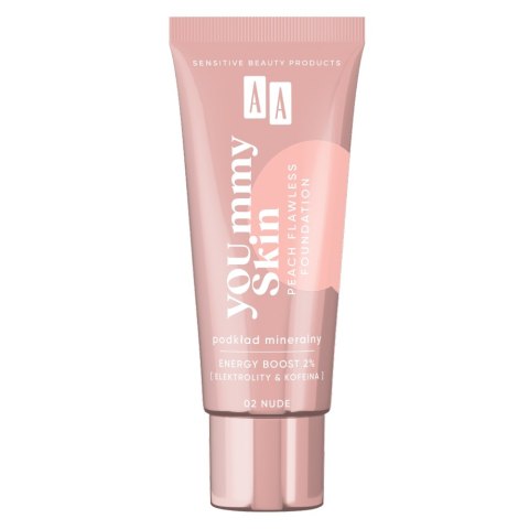 AA YOU.mmy Skin Peach Flawless Foundation podkład mineralny 02 Nude 30ml AA YOU.mmy Skin Peach Flawless Foundation podkład mineralny 02 Nude 30ml