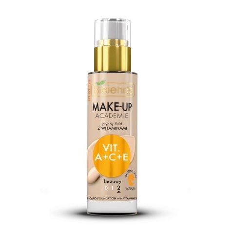 Bielenda Make-Up Academie płynny fluid z witaminami A + C + E 2 Beżowy 30ml Bielenda Make-Up Academie płynny fluid z witaminami A + C + E 2 Beżowy 30ml