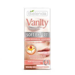 Vanity Professional Soft Expert zestaw do depilacji twarzy ultra delikatny krem 15ml + kompres 10ml + szpatułka Bielenda