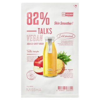 Missha Talks Vegan Squeeze Sheet Mask złuszczająca maseczka w płachcie dla szorstkiej skóry Skin Smoother 27g