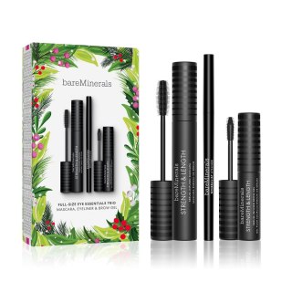 BareMinerals Eye Essentials Trio zestaw wzmacniająco-wydłużający tusz do rzęs Black 8ml + żel do brwi Clear 5ml + kredka do powiek Onyx 0.35g