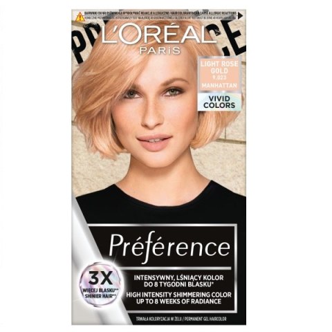 L'Oreal Paris Preference Vivid Colors trwała farba do włosów 9.023 Light Rose Gold L'Oreal Paris Preference Vivid Colors trwała farba do włosów 9.023 Light Rose Gold