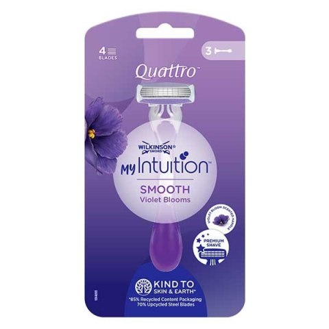 My Intuition Quattro Smooth Violet Bloom jednorazowe maszynki do golenia dla kobiet 3szt Wilkinson
